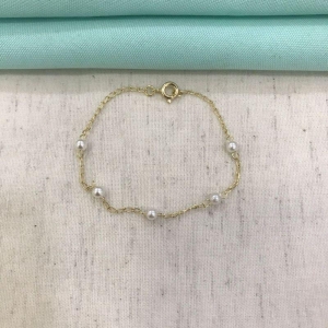 PULSEIRA DE PÉROLA INFANTIL BANHADO A OURO