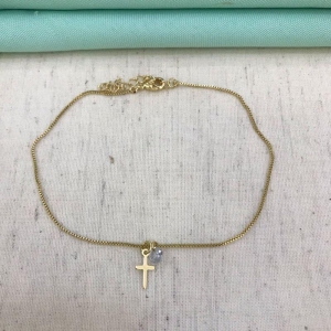 TORNOZELEIRA FÉ BANHADO A OURO