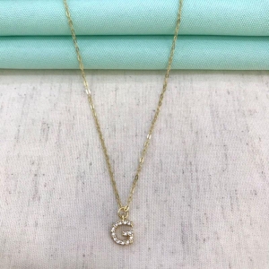 COLAR INICIAL G ZIRC. BANHADO A OURO