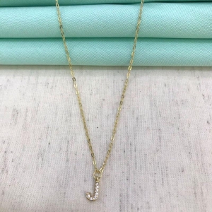 COLAR INICIAL J ZIRC. BANHADO A OURO