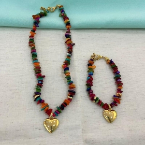 COLAR CASCALHO SUMMER BANHADO A OURO