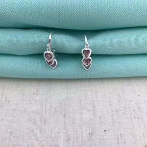 ARGOLINHA TRIO CORAÇÃO LILÁS BANHADO A PRATA