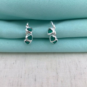 ARGOLINHA TRIO CORAÇÃO VERDE BANHADO A PRATA