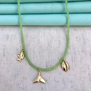 COLAR OCEANO SERENE CRISTAL BANHADO A OURO