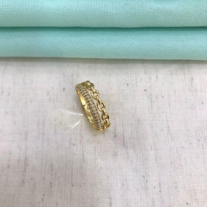 ANEL DUPLO ZIRCÔNIA  ELOS BANHADO OURO