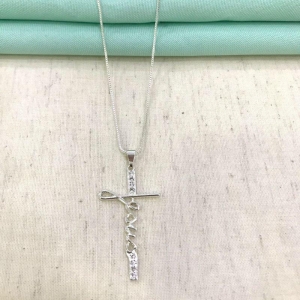 COLAR JESUS ZIRCÔNIA BANHADO A PRATA