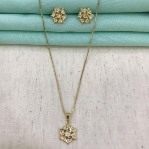 CONJUNTO ALMA ZIRCÔNIA BANHADO A OURO