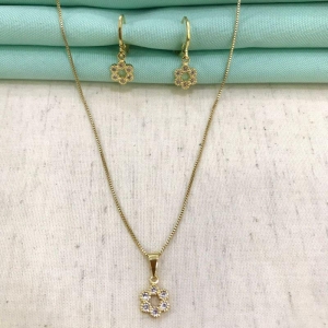 CONJUNTO ENCANTO ZIRCÔNIA BANHADO A OURO