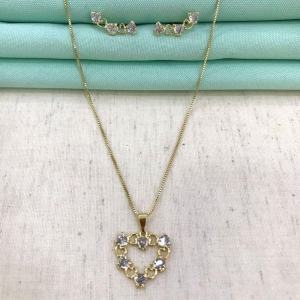 CONJUNTO KORA ZIRCÔNIA BANHADO A OURO