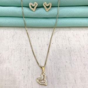 CONJUNTO KORE ZIRCÔNIA BANHADO A OURO