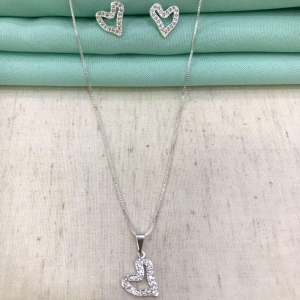 CONJUNTO KORE ZIRCÔNIA BANHADO A PRATA