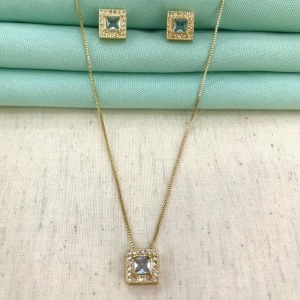 CONJUNTO MIRA AZUL ACQUA BANHADO A OURO