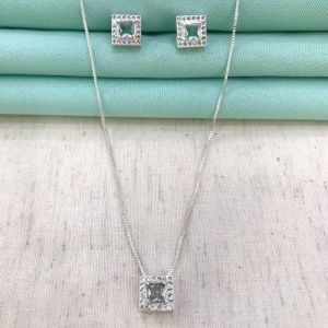 CONJUNTO MIRA AZUL ACQUA BANHADO A PRATA