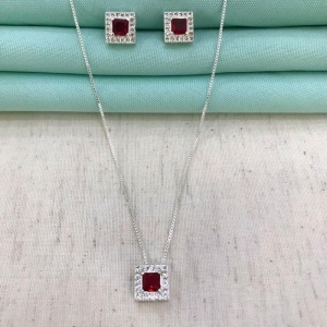 CONJUNTO MIRA RUBI BANHADO A PRATA