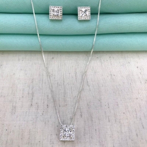 CONJUNTO MIRA ZIRCÔNIA BANHADO A PRATA