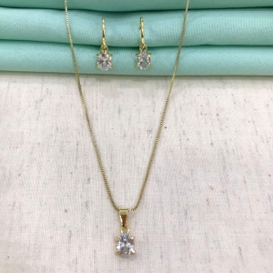 CONJUNTO VITTA ZIRCÔNIA BANHADO A OURO