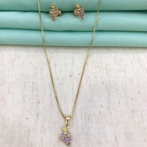 CONJUNTO WINE ZIRCÔNIA BANHADO A OURO