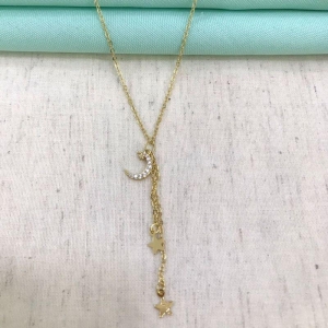 GRAVATINHA ESTRELA COM LUA BANHADO A OURO