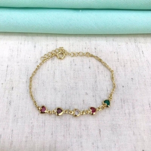 PULSEIRA CORAÇÃO COLOR BANHADO A OURO