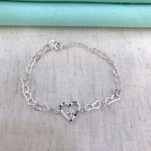 PULSEIRA FÉ ZIRC COLOR  BANHADO A PRATA