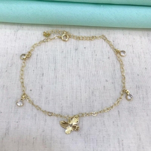 TORNOZELEIRA BORBOLETA BANHADO A OURO