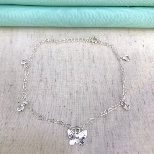 TORNOZELEIRA BORBOLETA BANHADO A PRATA