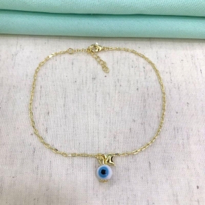 TORNOZELEIRA OLHO GREGO BANHADO A OURO