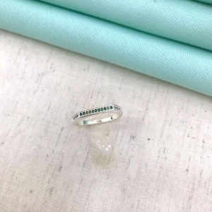 ANEL ARO HEXÁGONAL ZIRCÔNIA VERDE BANHADO A PRATA