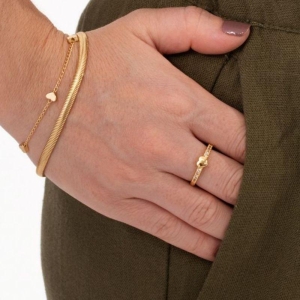 ANEL CORAÇÃO COM ZIRCONIA BANHADO A OURO
