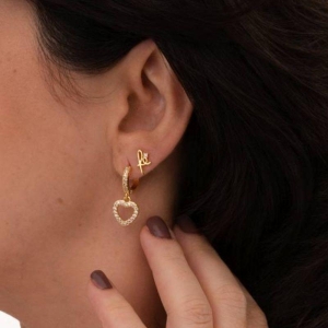 ARGOLA CORAÇÃO ZIRCÔNIA BANHADO A OURO