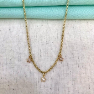 CHOKER ELO PORTUGUÊS ESTRELAS BANHO OURO