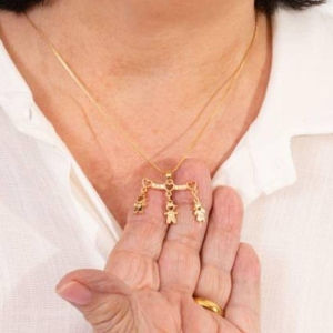 COLAR CANGA 3 FILHOS BANHADO A OURO