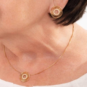 CONJUNTO SIRA ZIRCÔNIA BANHADO A OURO