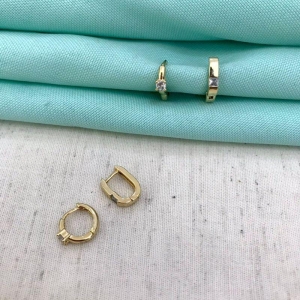 DUPLA ARGOLA FELICITÁ BANHADO A OURO