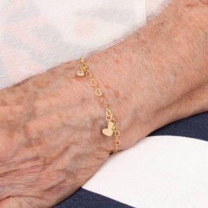 PULSEIRA CORAÇÃO VAZADO PONTO DE LUZ BANHADO A OURO