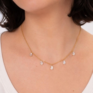 CHOKER GOTAS ZIRCÔNIA ELO PORTUGUÊS BANHADO A OURO