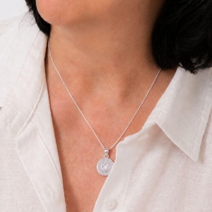 COLAR REDONDO CORAÇÃO EM ZIRCÔNIA BANHADO A PRATA