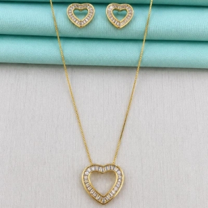 CONJUNTO CORAÇÃO ILUMINAR BANHADO A OURO