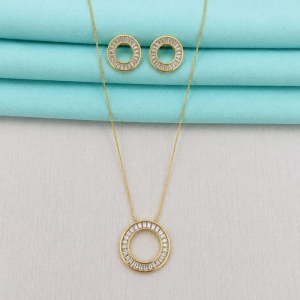 CONJUNTO VIDA ZIRCÔNIA BANHADO A OURO