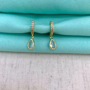 ARGOLA GOTA ZIRCÔNIA BANHADO A OURO