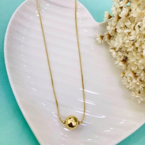 COLAR VENEZIANA LONGA COM ESFERA BANHADA OURO