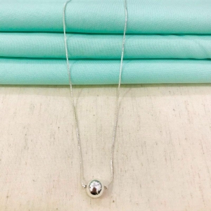 COLAR VENEZIANA LONGA COM ESFERA BANHADA PRATA