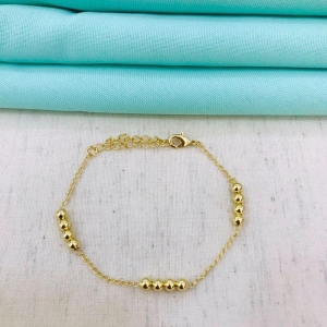 PULSEIRA ESFERAS MÉDIAS BANHADA OURO