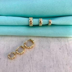 TRIO ARGOLA CORAÇÃO BANHADO A OURO