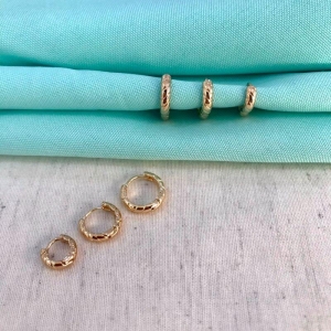 TRIO ARGOLA TRANÇADA BANHADO A OURO