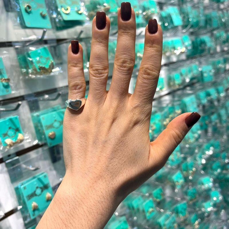 ANEL DEDINHO CORAÇÃO REGULÁVEL BANHADO A PRATA