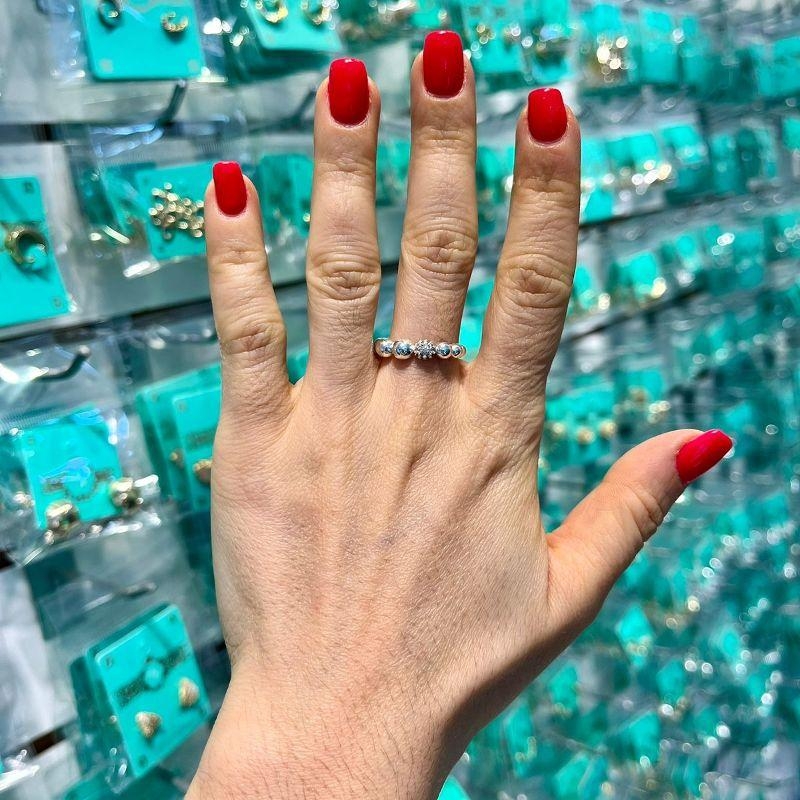 ANEL ESFERAS ZIRCÔNIA BANHADO A PRATA