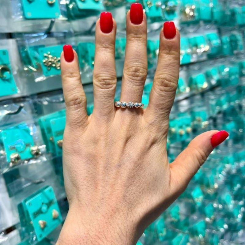 ANEL ESFERAS ZIRCÔNIA BANHADO A PRATA