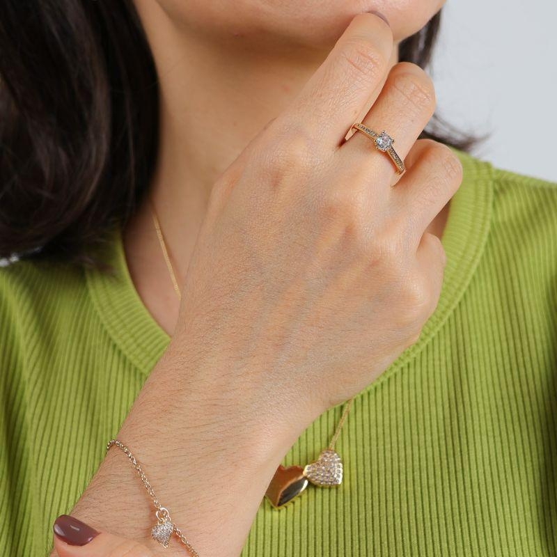 ANEL SOLITÁRIO VERO AMORE ZIRCÔNIA BANHADO A OURO