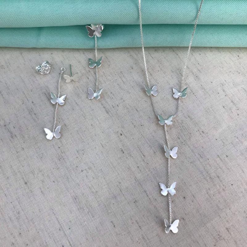 BRINCO BORBOLETAS BANHADO A PRATA